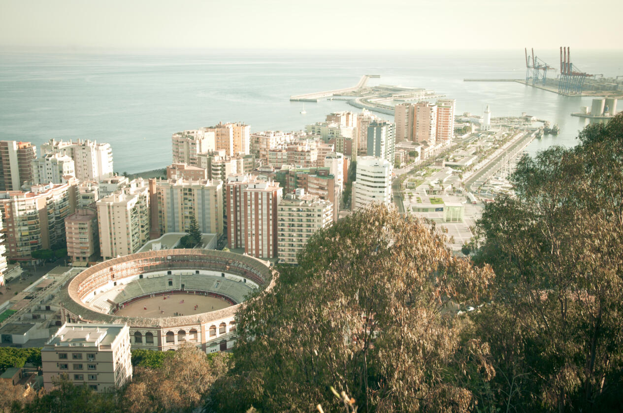 Málaga depuis le château de Gibralfaro